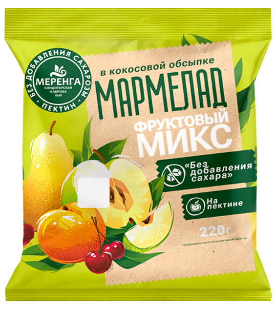 Меренга Мармелад без сахара в кокосовой обсыпке Фруктовый микс, 220г   в Дальнегорске